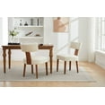 thumbnail image 1 of Set of 2 Modern Armless Dining Chairs in Linen Fabric with Curved Backrest and Solid Wooden Legs for Living Room, 1 of 17