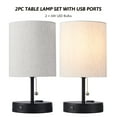 thumbnail image 1 of Set of 2 Modern Desk Lamps & Table Lamps with USB Ports & Outlets, Black, 1 of 9