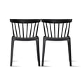 thumbnail image 1 of Set of 2 Modern Dining Elbow Side Chairs Molded Plastic Indoor and Outdoor Stackable Slat Back Patio Chairs, Black, 1 of 9