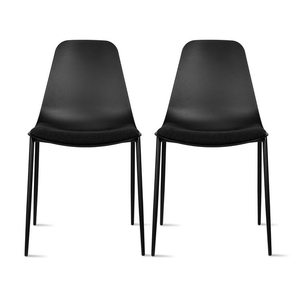 Set of 2 Modern Dining Kitchen Chairs Plastic Molded Armless Side Chairs with Metal Legs For Indoor Outdoor Patio