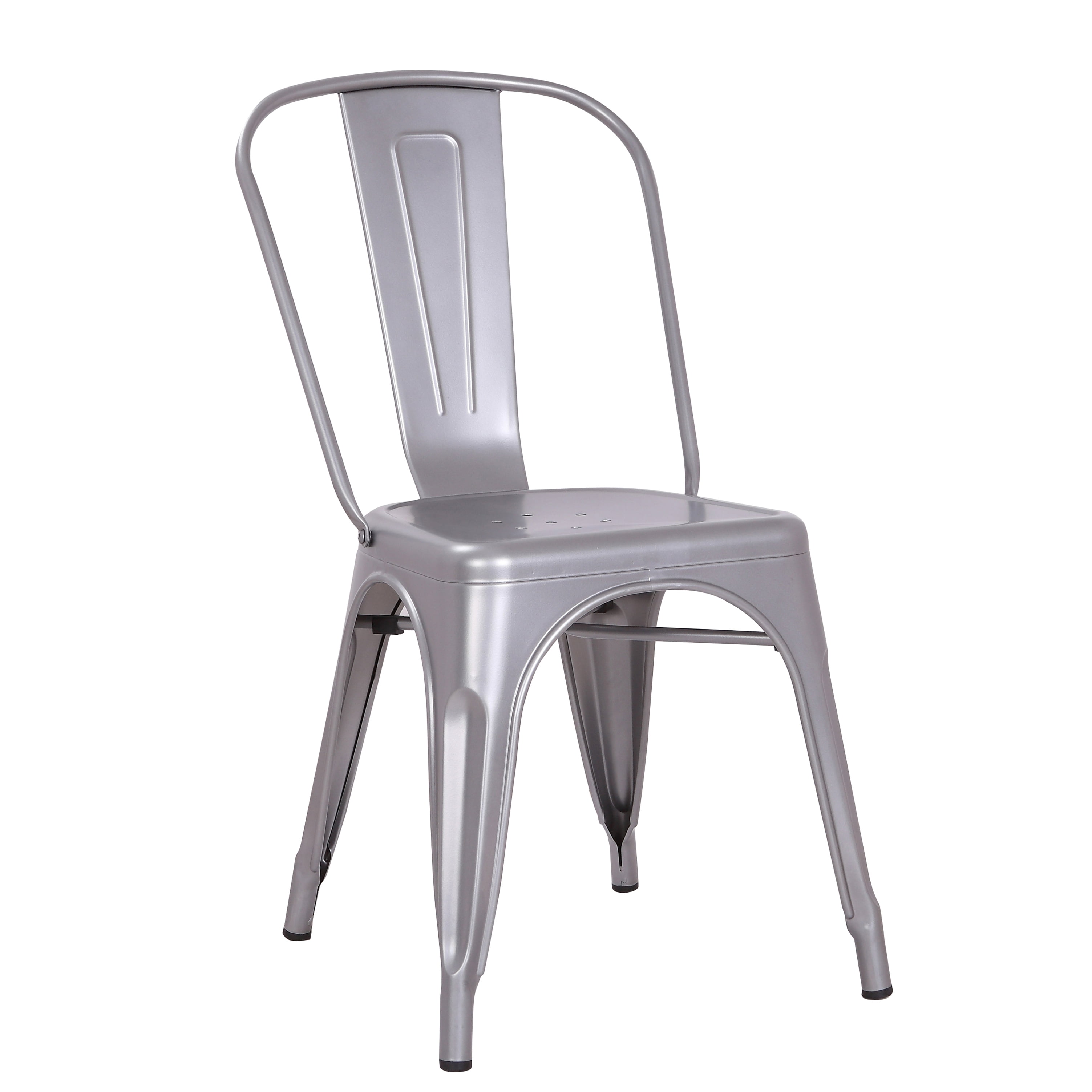 Set of 2, Modern Distressed Matte Grey Metal Dining Room Kitchen Bar