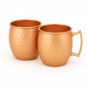 Modern Home Handmade 16oz Solid Copper Mule Mugs   Barrel Shaped Mug with Brass Handle & Smooth Texture   Perfect for Gifts or Party Favors Set of 2