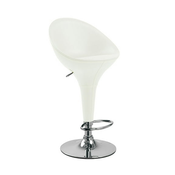 Set of 2 Modern Home Beta "Leather" Bombo-Style Contemporary Adjustable Barstool (Vanilla White)
