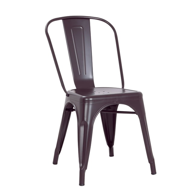 Set of 2, Modern Matte Dark Brown Metal Dining Room Kitchen Bar Chair