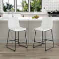 thumbnail image 1 of Set of 2 Modern Minimalist PU Material Bar Stools - 17.7*14.5*37 Inches for Kitchen & Bar, 1 of 25