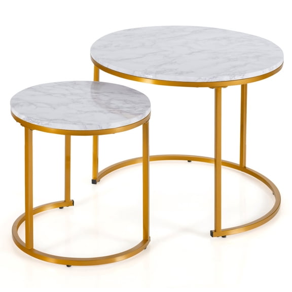 Set of 2 Modern Round Stacking Nesting Coffee Tables