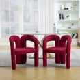 thumbnail image 1 of Set of 2 Modern Teddy Fabric Barrel Dining Chairs, Upholstered Accent Chairs with Arms, Comfy Side Armchairs for Kitchen Dining Room Living Room, Red, 1 of 9