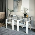 thumbnail image 1 of Set of 2, Modern Tempered Glass Tea Table Coffee Table End Table, Square Table for Living Room, Transparent/White, 1 of 5