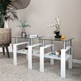 thumbnail image 1 of Set of 2, Modern Tempered Glass Tea Table Coffee Table End Table, Square Table for Living Room, Transparent/White, 1 of 5