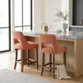 thumbnail image 1 of Set of 2 Modern Upholstered Counter Height Bar Stools with Solid Wood Legs, Orange, 1 of 10