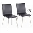 thumbnail image 1 of Set of 2 Modern Upholstered Dining Chairs with Brushed Stainless Steel & Black Faux Leather., 1 of 5