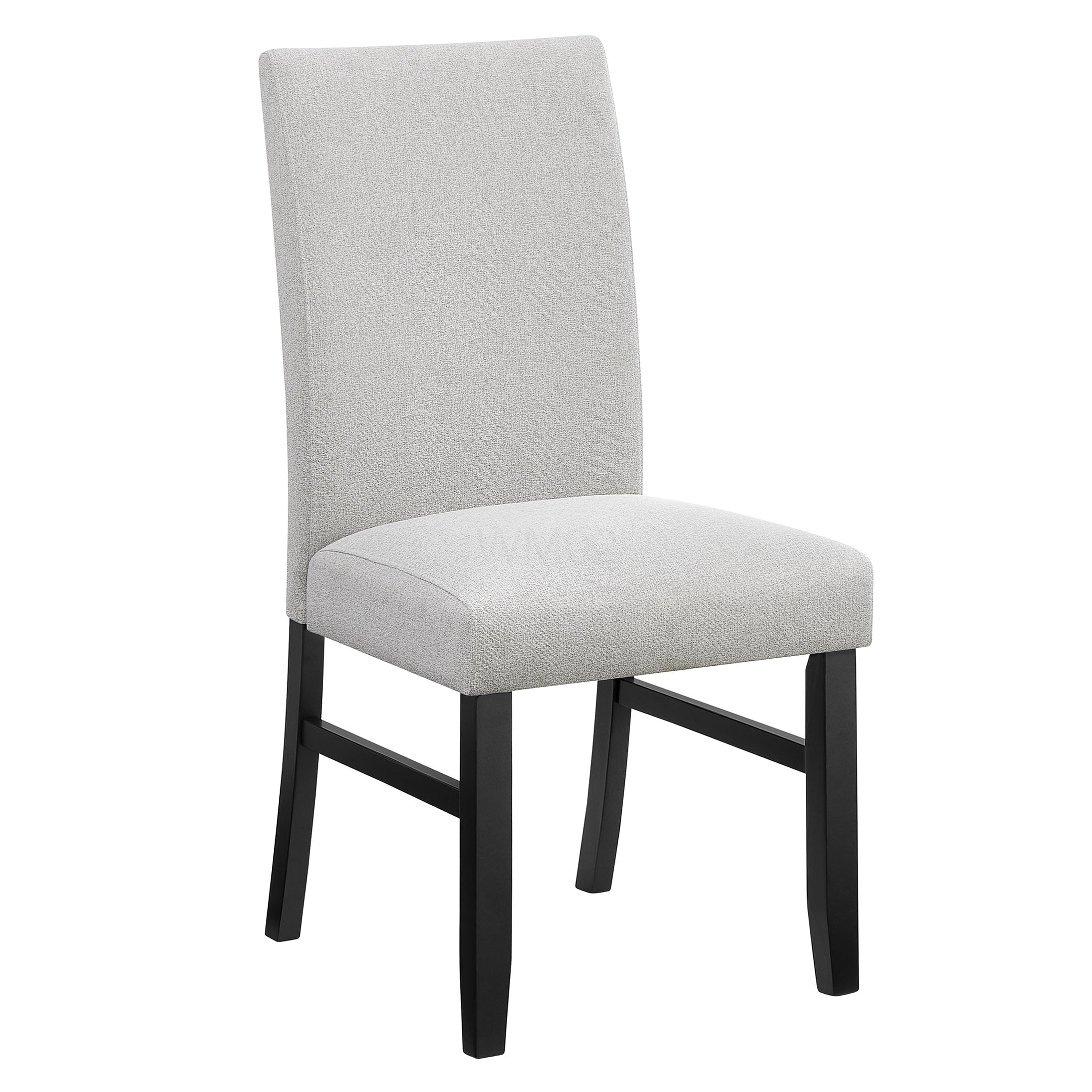 Set of 2 Modern Upholstered Dining Chairs with Neutral Fabric and Dark ...