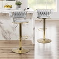 thumbnail image 1 of Set of 2 Modern Velvet Bar Stools, Adjustable Height Woven Back Bar Chairs with Footrest and Swivel for Kitchen Island & Dining Room, Light Grey, 1 of 12