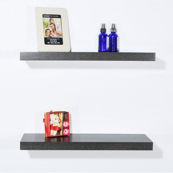 Set of 2 Modern and Contemporary Black oak Floating Shelf - 23.62* 9.25 * 1.5inches
