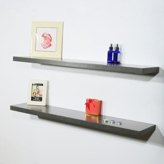 Set of 2 Modern and Contemporary Black oak Floating Shelf - 47.24*9.25*1.5 inches