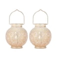 thumbnail image 1 of Set of 2 Moroccan Style Metal Table Lamp 18cm H Battery Powered Cordless Lamp with LED Fairy Lights Bulb, 1 of 9