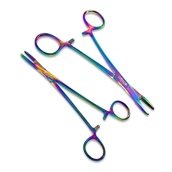 Set of 2 Multi Color Needle Holder Driver - Hegar Olsen - Rainbow (5.5 in., 7.5 in.)