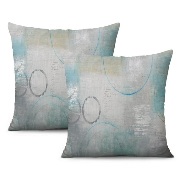 Set of 2 Multicolored Square Pillowcases - Modern Abstract Art Meets Farmhouse Chic