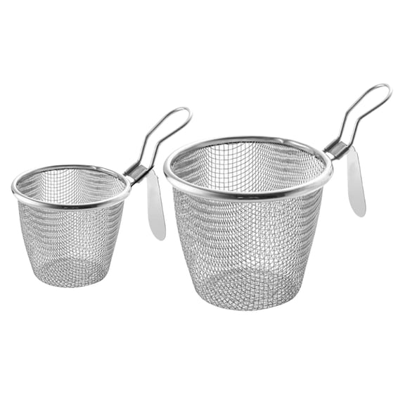 Set of 2 Multipurpose 304Stainless Steel Meshs Strainer Basket for Hot Pots Dumplings and Noodles Easy Cleaning Designs