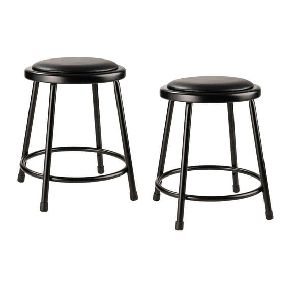 (Set of 2) NPS® 18" Heavy Duty Vinyl Padded Steel Stool, Black