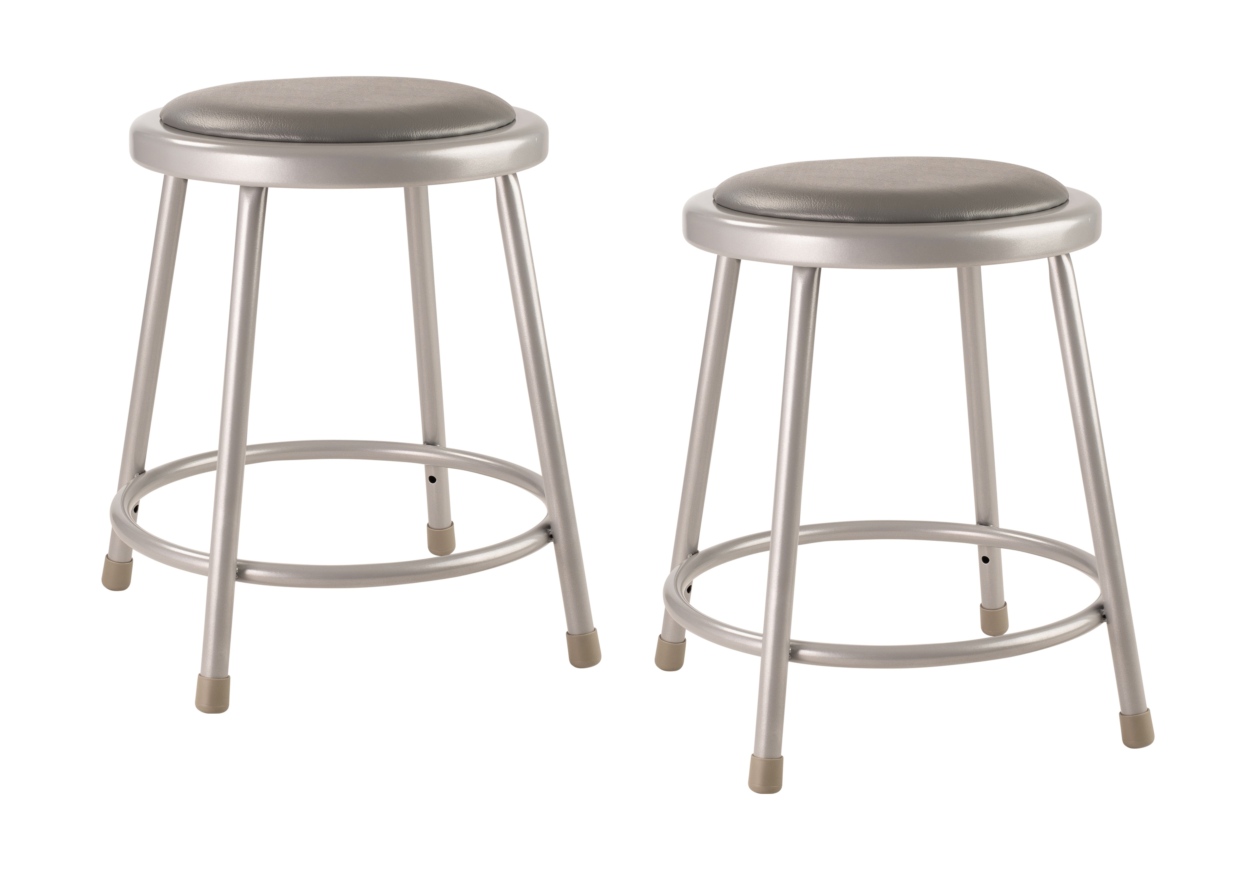 (Set of 2) NPS® 18" Heavy Duty Vinyl Padded Steel Stool, Grey