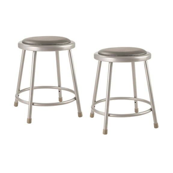 (Set of 2) NPS® 18" Heavy Duty Vinyl Padded Steel Stool, Grey