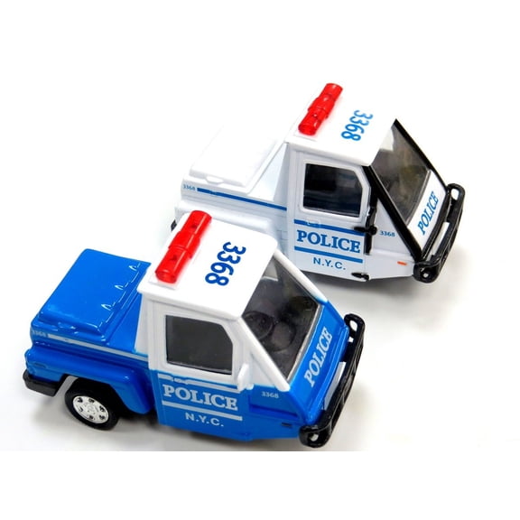 Set of 2 NYC Police 3 Wheel Scooter Diecast with Pullback Action (Blue & White)