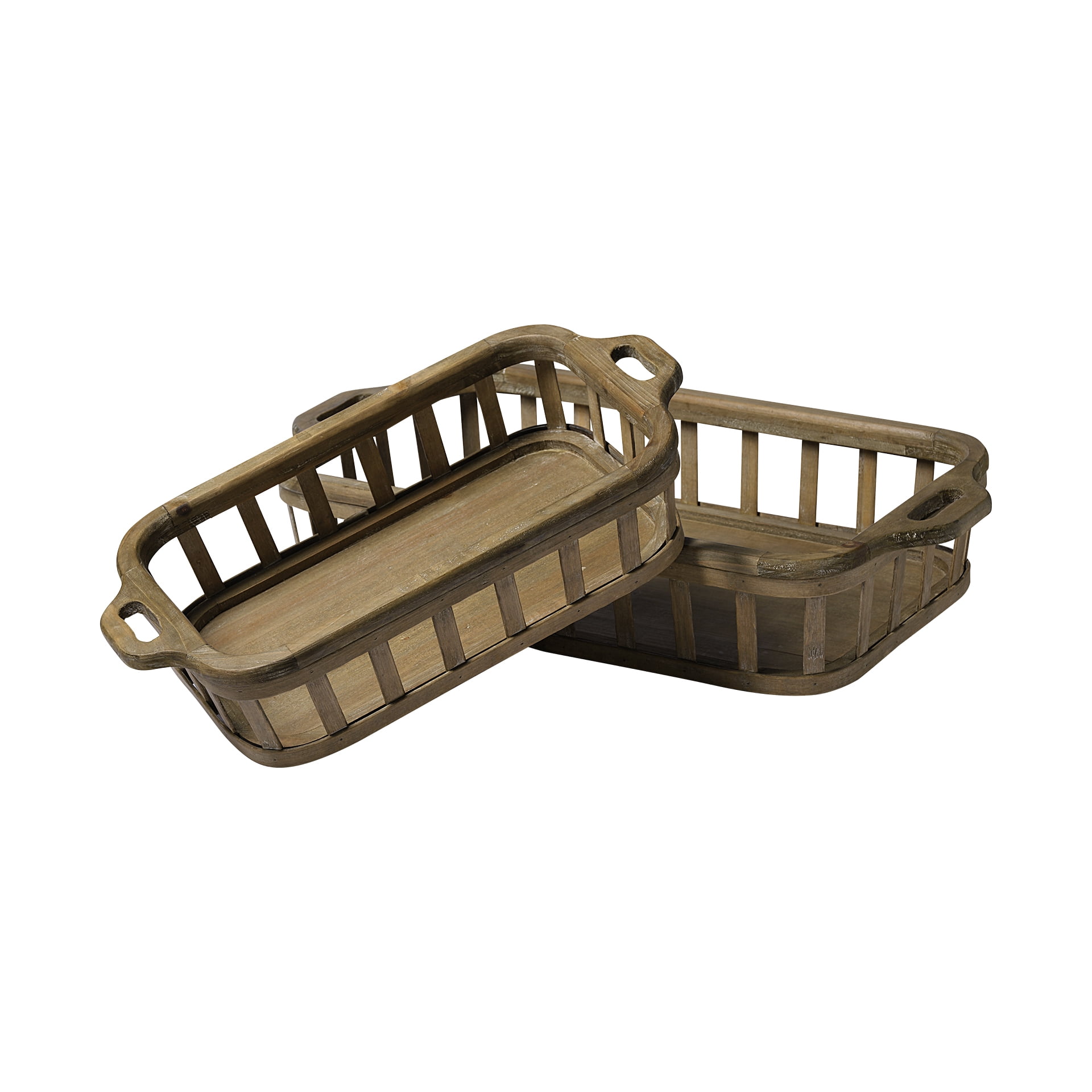 Set Of 2 Natural Finish Wood Nesting Trays Set Of 2 Natural Finish Wood Nesting Trays