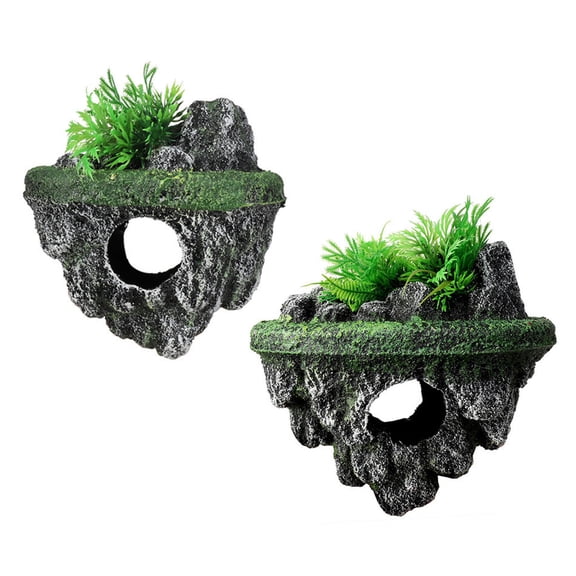2 Pack Easy Setup Floating Resin Stones For Aquarium Fish Tanks Decorations Stone Crafts