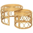 thumbnail image 1 of Set of 2 Natural Rattan Coffee Tables Exotic Boho Living Room, 1 of 6