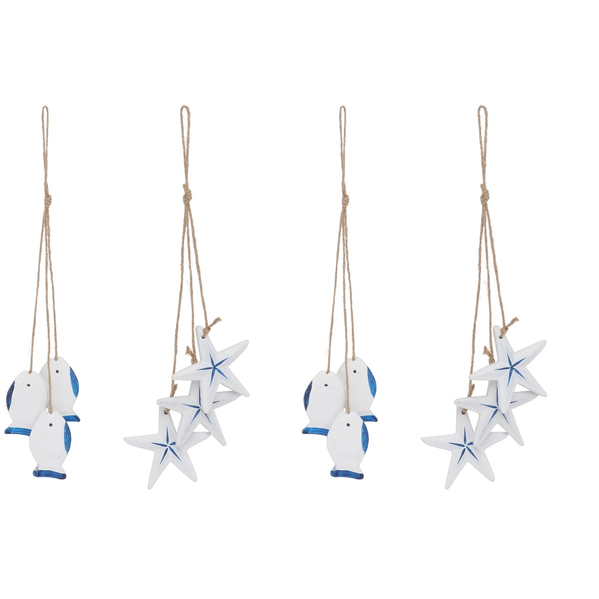 Set of 2 Nautical Hanging Decorations Wooden Fish Pendant Wall Handy ...