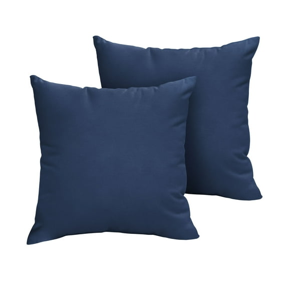 Set of 2 Navy Blue Decorative Square Pillows, 18"