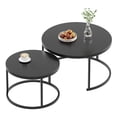 thumbnail image 1 of Set of 2 Nesting Coffee Tables,Black Sintered Stone Tabletop & Wrought Iron Frame, Modern Living Room Accent Furniture, 1 of 11