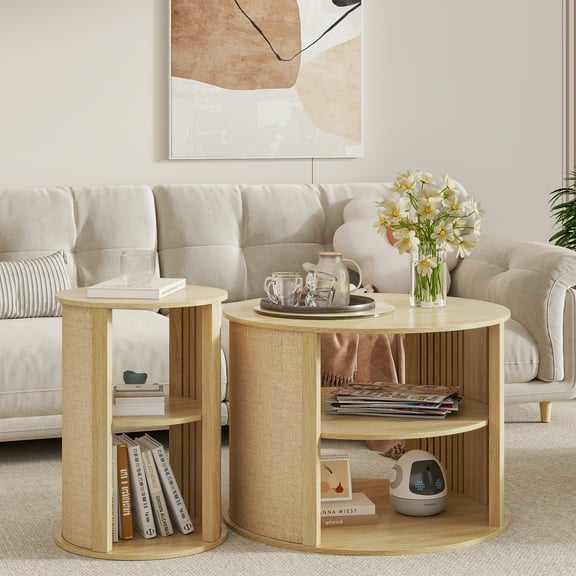 Set of 2 Nesting Coffee Tables, Nesting Coffee Table, Round Coffee Tables, Coffee Table Set