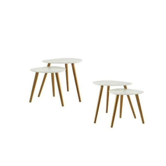(Set of 2) Nesting End Tables in White and Natural