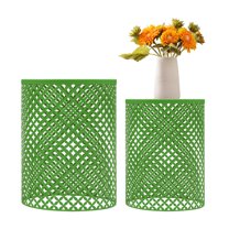 Set of 2 Nesting Side Table, Patio Side Table Iron Side Table Outdoor Accent Table Round Metal End Table for Gardens, Balconies, Bedrooms(Green)