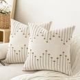 thumbnail image 1 of Set of 2 Neutral Woven Decorative Boho Throw Pillows Covers for Couch Bed Home Decor, 18x18 inch, Brown, 1 of 6