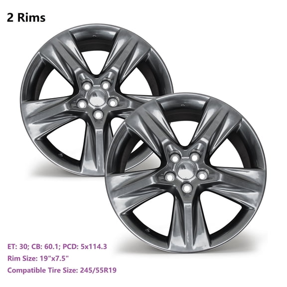 Set of 2 New 19" Replacement Wheel Rim for Toyota Highlander 2014-19, 19x7.5-inch Aolly Wheel Rims