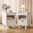 thumbnail image 1 of Set of 2 Nightstand with Fluted Drawers, Bedroom Bedside Table with Open Storage, Modern Living Room Small End Table, 1 of 11