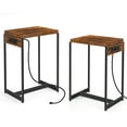 thumbnail image 1 of Oumilen Adult Modern Nightstands Narrow Side Table End Table with USB Ports and Outlets, Rustic Brown, Set of 2, 1 of 7