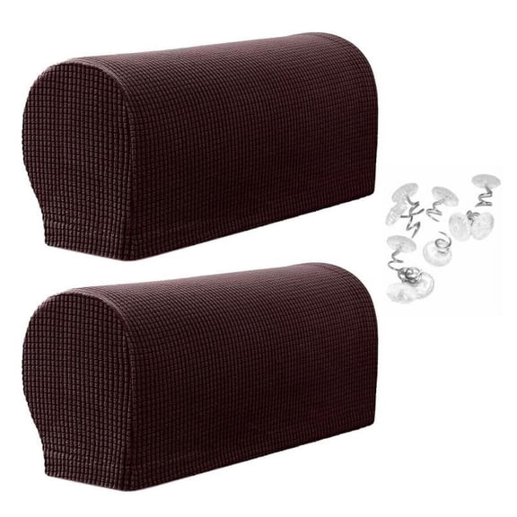 Set of 2 Nonslip Stretch Furniture Sofa Armrest Cover Protector Chocolate