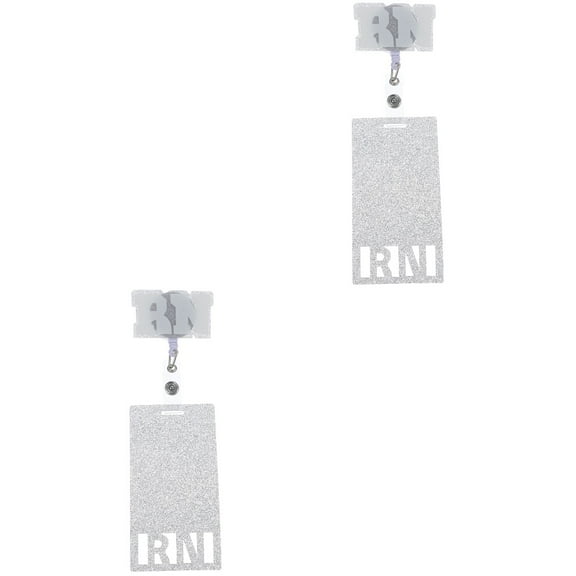 Set of 2 Nurse Chest Tag Accessories Light Cute Lanyard Badge for Work Silver