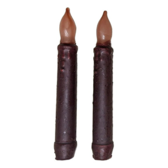 Set of 2 OL' BURGUNDY Battery-Operated Timer Taper Candles, by Country House