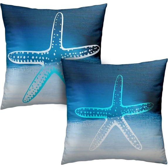 Set of 2 Ocean Themed Cushion Case Coastal Starfish Throw Pillow Covers 16x16 Comfy Decorative Pillow Cover Farmhouse Decor for Outdoors Car Beach