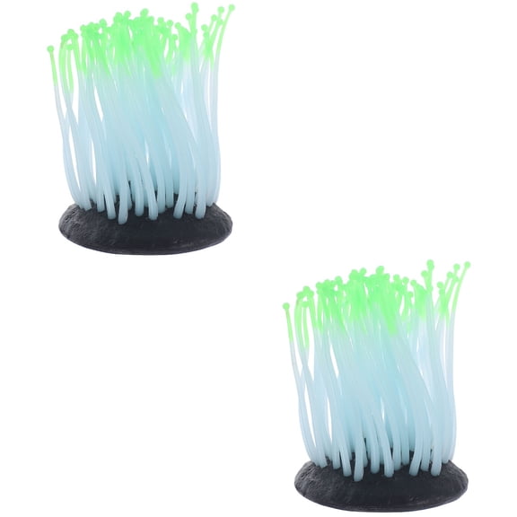Ocean Theme Party Decorations Set of 2 Fish Tank Figurines with Glow Anemone