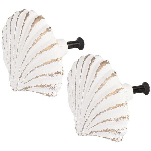 WRITWAA Nautical Seashell Drawer Pulls, 4 Pieces, Decorative Cabinet Handles for Home, Bathroom, Kitchen Furniture