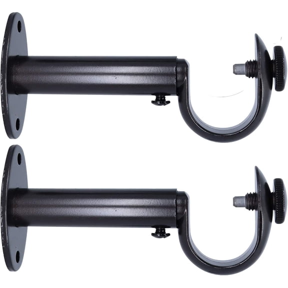 Set of 2 Oil-Rubbed Bronze Zinc Curtain Drapery Rod Bracket for 1" Rod, Adjustable
