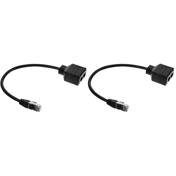 WRISTBIQUE Ethernet Splitter 1 to 2 High Speed Rj45 Adapter Black for Networking 2Pcs