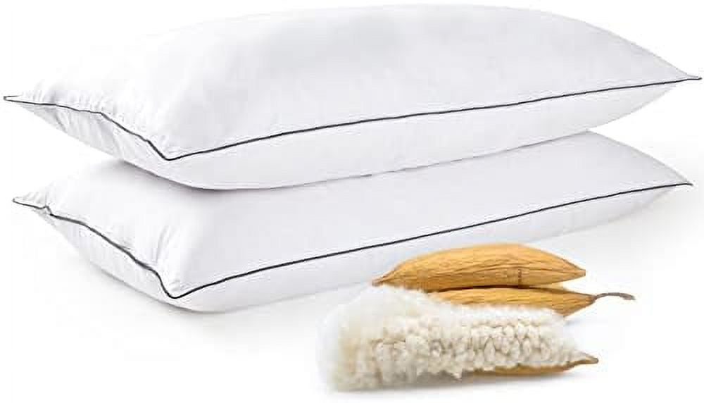 Set of 2 Organic Kapok Bed Pillows, Natural Kapok Fiber Filled Sleeping