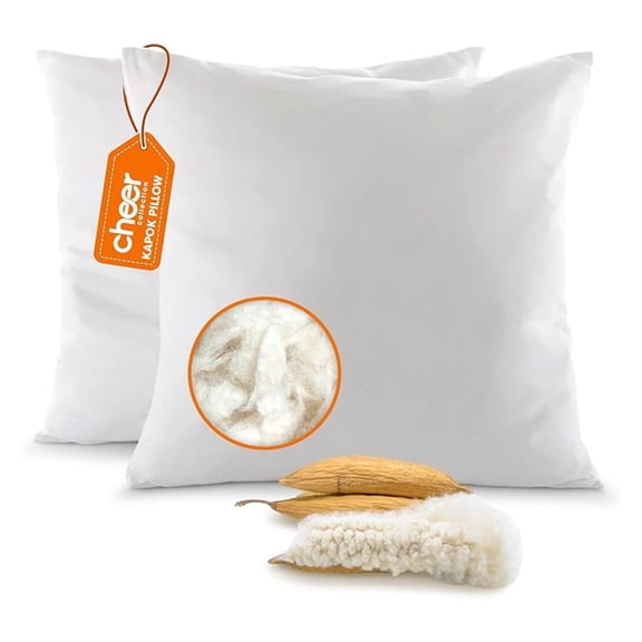 Set of 2 Organic Kapok Pillows, Natural Kapok Fiber Filled Throw Pillows for Couch, Bed & Dcor, with Breathable Microfiber Shell, 26 x 26 inches